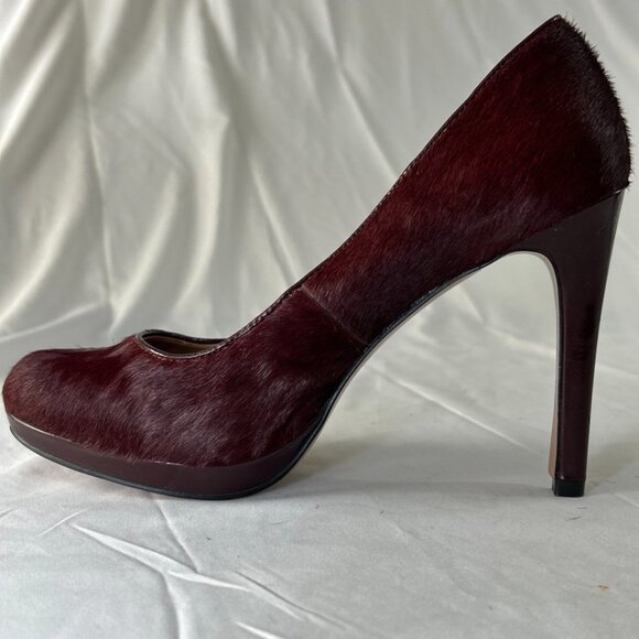 BCBGeneration Tinas2 Heels Burgundy Red Maroon Platform Women’s Sz 7.5B Faux Fur - Picture 4 of 15